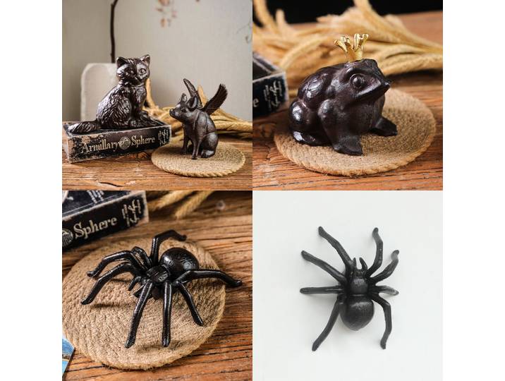 Ornement décoratif rétro rustique créatif en fonte en forme d'animal, pour jardin, maison, bureau, cadeau