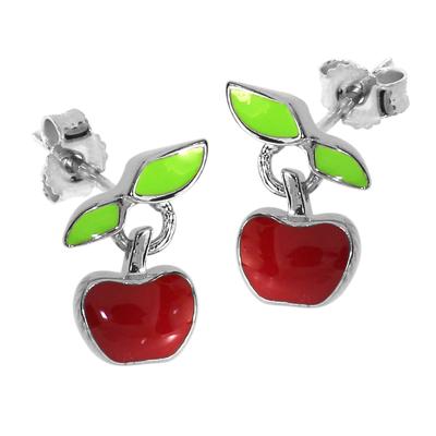 Paar Ohrstecker OSTSEE-SCHMUCK "Ostsee-Schmuck Ohrstecker Apfel Ohrstecker Apfel", rot, Ohrringe, Damen, 8 x 10mm, Silber 925 (Sterlingsilber)