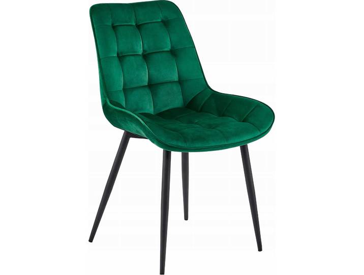 Chaise - Leobert - Bera - Velours Vert Foncé/Pieds Noirs - 54 X 60 X 88 Cm