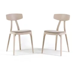 RATTATAN Set aus 2 Stühlen aus Polypropylen mit Sitzkissen,robust und leicht,für Küche,Esszimmer,Restaurant–Tamara–Creme/Creme
