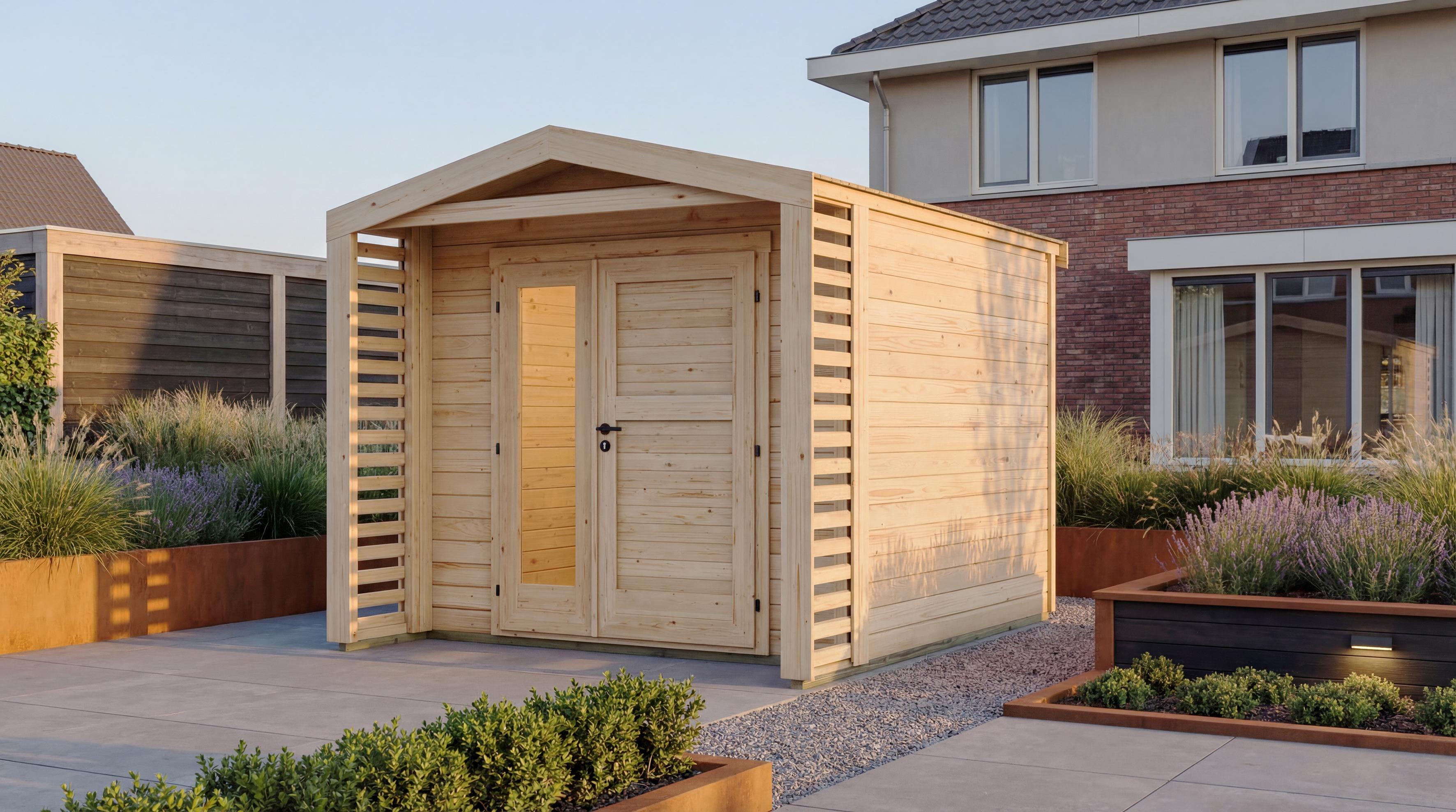 Gartenhaus Killarney, 300x300cm, Naturbelassen, 28mm, Rhombusvordach