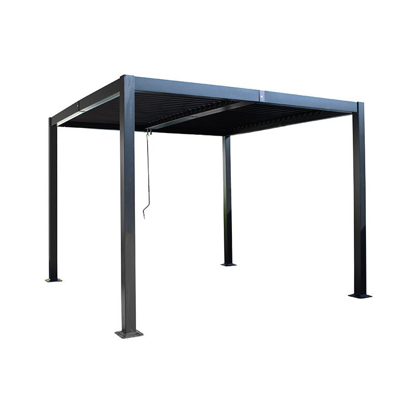 3x3m Alu Lamellendach Pavillon mit verstellbarem Dach wetterfest Sonnenschutz Gartenpavillon zerlegbar