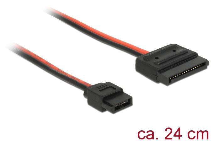 Delock 84857 Slimline SATA-adapter van 15-polig naar 6-polig, Mannelijk naar Mannelijk, Recht, 0,24 m