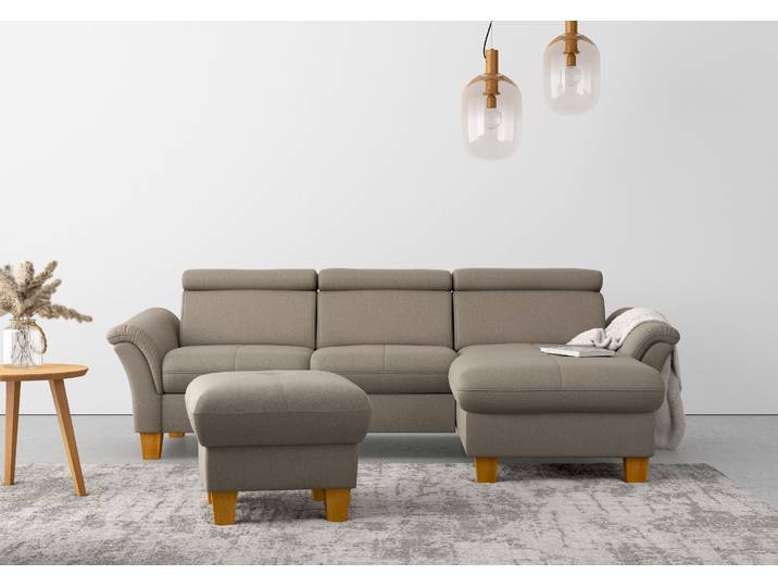 Ecksofa, Luxus-Microfaser, Braun Savannah, 258×169 cm, Mit Bettfunktion & Bettkasten, Klassisch, Home-affaire