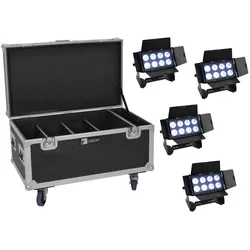 EUROLITE Set 4x Multiflood IP 8x10W RGBW Wash CRMX + Case