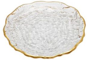 Classic Touch "Set of 4 Glass 6"" Dessert Plates with Gold Trim - 6.5"""
