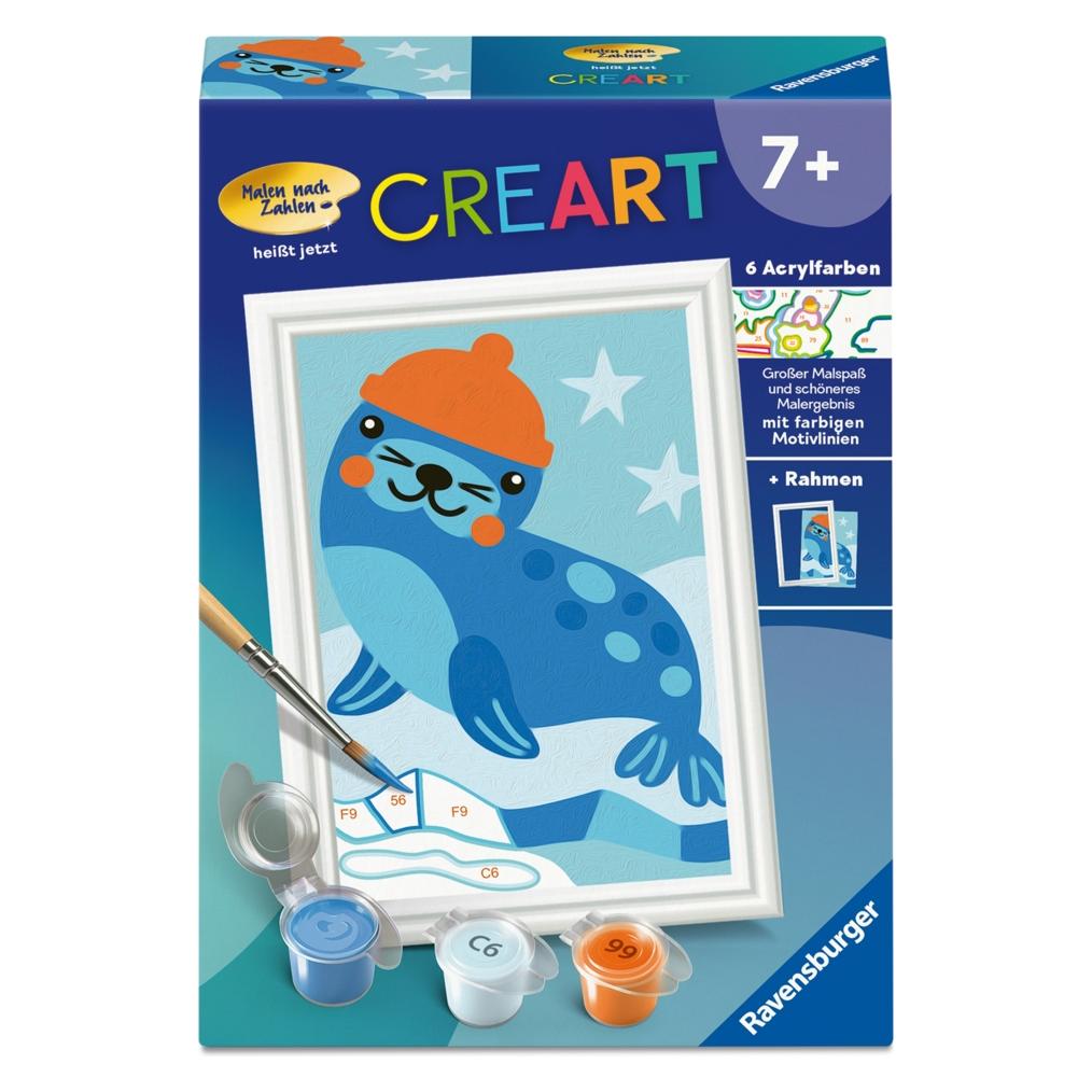 Ravensburger CreArt, Malen nach Zahlen Kinder - Kleine Robbe (12023172)