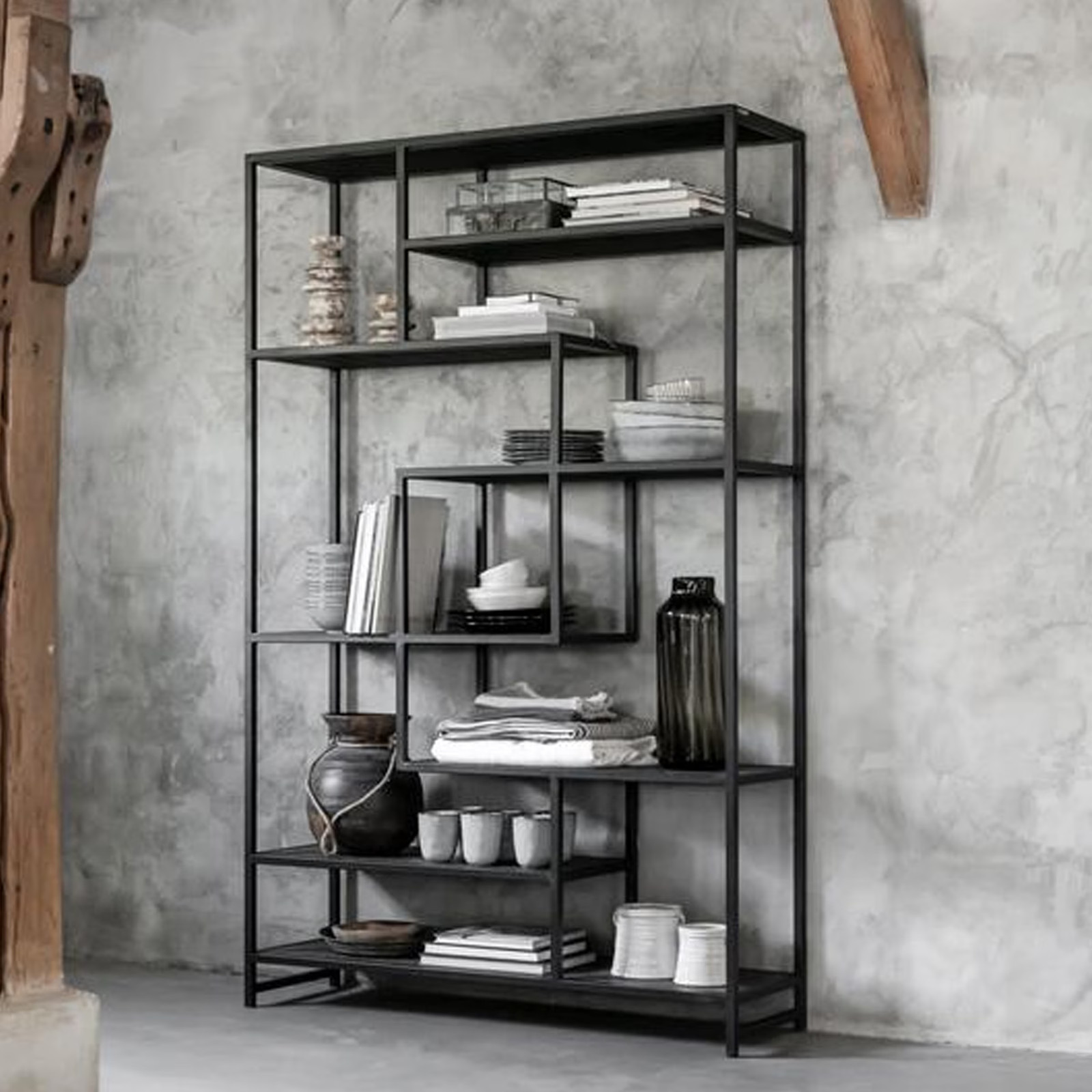 MUST Living Wandrek Harmony Leder en metaal, Zwart, B: 120 cm, H: 190 cm