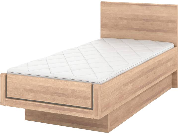 Holzbett MUSTERRING Sorrent, Bettgestell, Bettrahmen, teilmassiv Eiche , braun, B:90cm L:200cm, Betten, Holzbett, Eiche teilmassiv, Liegehöhenverstellung, in schwebender Optik