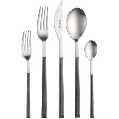 Besteck-Set PINTINOX "Sushi", grau (edelstahlfarben, anthrazit), 30 Stk., Edelstahl 18/0, Kunststoff, Essbesteck-Sets, Satiniert mit Kunststoffgriff in Holz-Optik