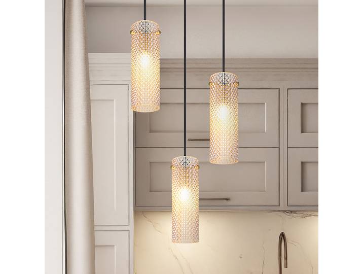 Suspension Rond Ø 35cm Doré/Jaune 3 Tissé à plat LED E14