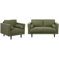 2-SITZER-SOFA Set mit Sessel dunkelgrün Nurmo