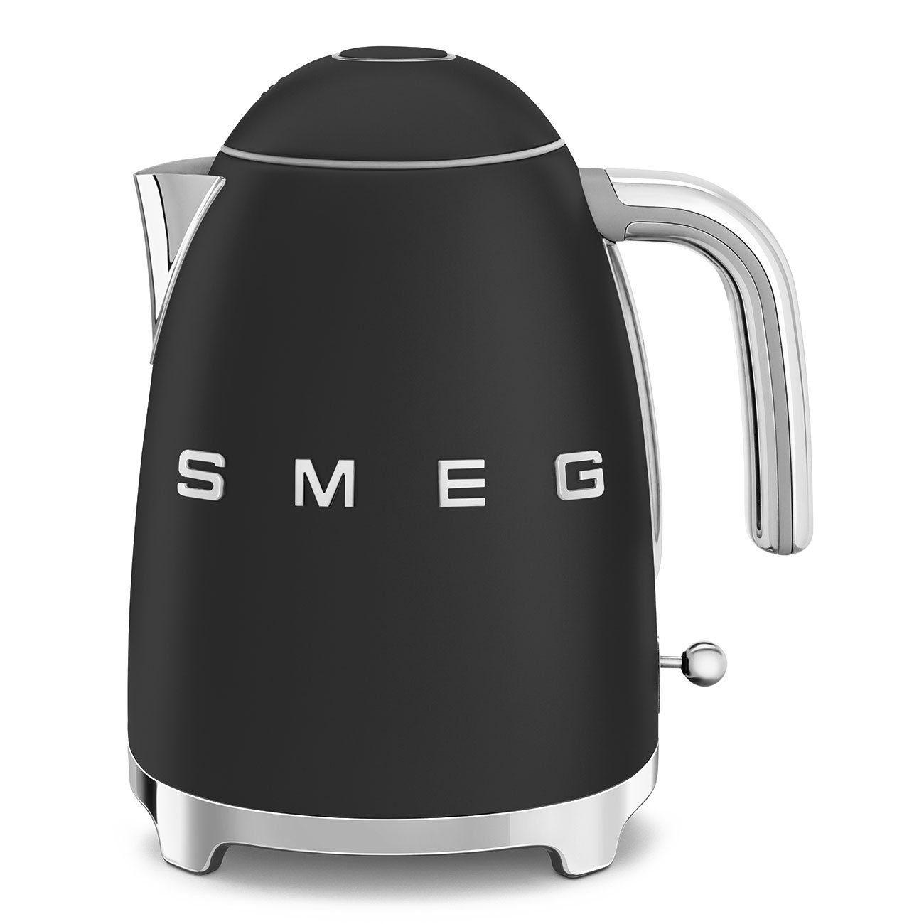 SMEG Wasserkocher Edelstahl 1,7 L Fassung, 2400 W, Wasser Kocher, 2400,00 W, 360° Basis, BPA- Frei, elektrischer Matt Schwarz
