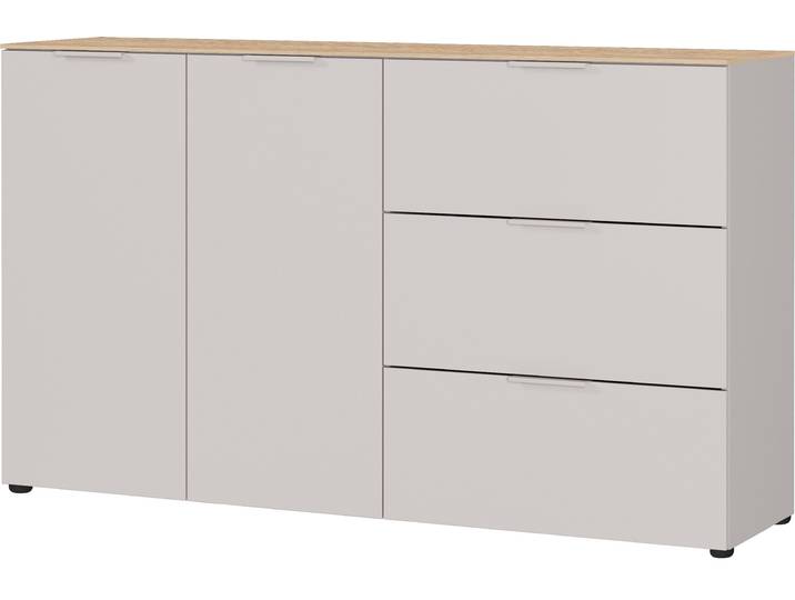 Sideboard GERMANIA Savoca , beige (kaschmir, lindberg, eiche, nachbildung), B:151cm H:98cm T:40cm, Holzwerkstoff, Sideboards, Sideboard, Breite 151 cm, Soft-close, 2 Fußvarianten inkl., Made in Germany