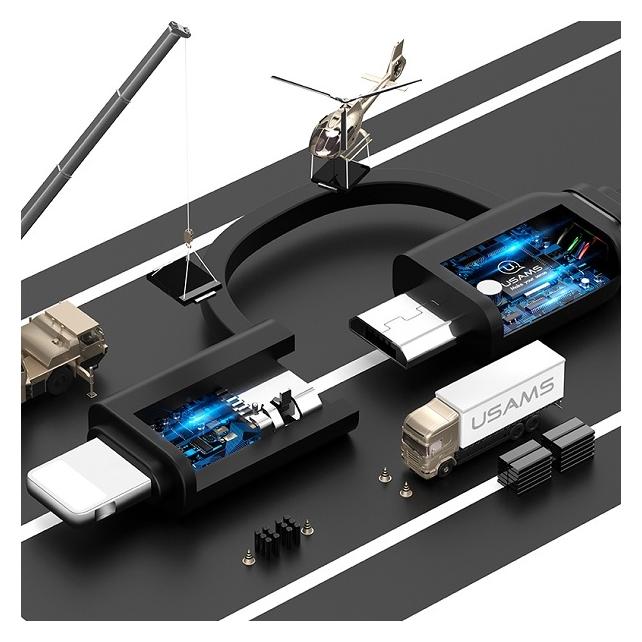 Usams Kabel zwijany U1 2w1 1m czarny/bla ck (lightning/microUSB) SJ192USB01 (US-SJ192) (1 m) (SJ192USB01)