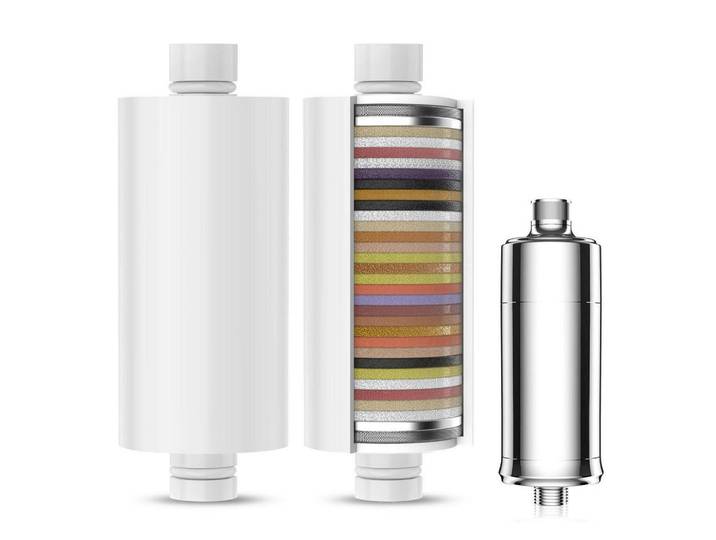 Duschfilter Ersatzfilter 2er Set 32-Stufen für hartes Wasser, Mehrfarbig, Kunststoff, 6x21x7 cm, Badezimmer, Baden & Duschen, Duschköpfe & Duschschläuche
