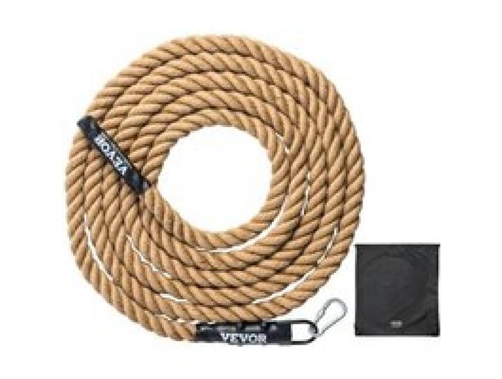 VEVOR Corde d'Escalade de Gym 38,1 mm x 7,62 m, Corde à Grimper avec Capacité de 227 kg, Corde de Jute pour Fitness et Musculation Robuste, Cordage d’Entraînement en Salle de Sport et à Domicile
