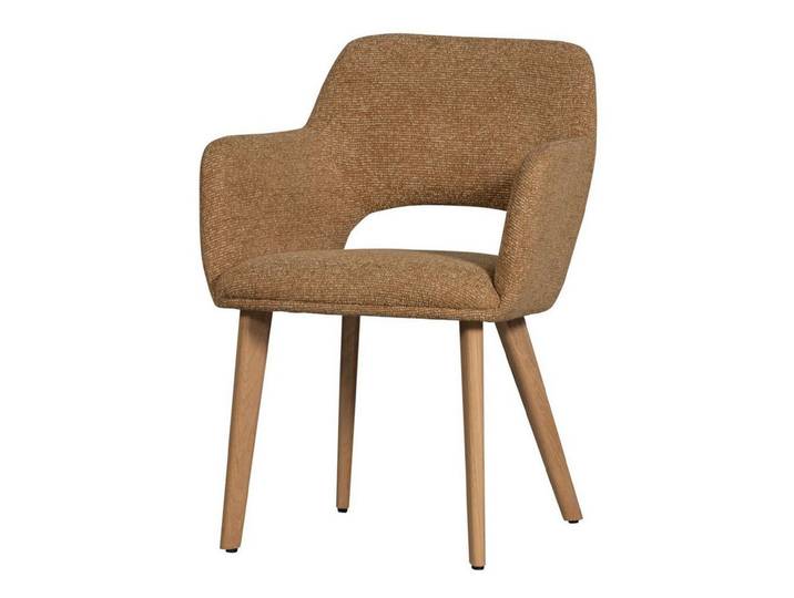 WOOOD Stuhl Murat aus Chenille-Stoff, Gelb / Natur