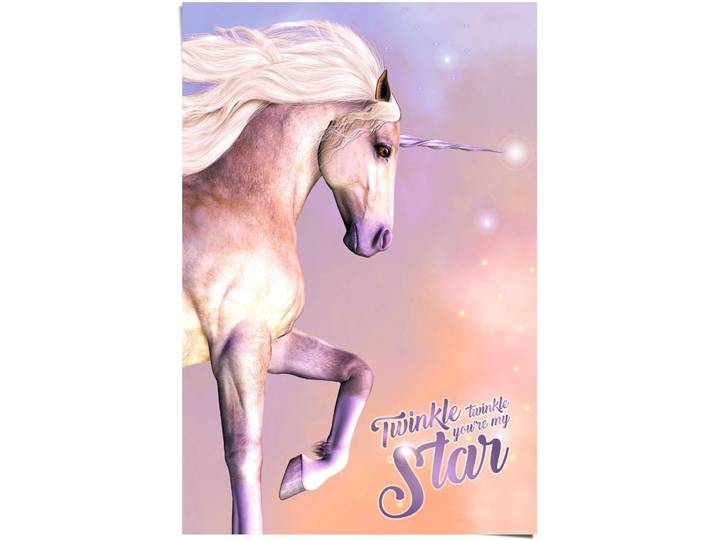 Poster REINDERS Poster Einhorn Glitzer , rosa (farbe bild(er): rosa), B:61cm H:91,5cm, Papier, Bilder, Poster