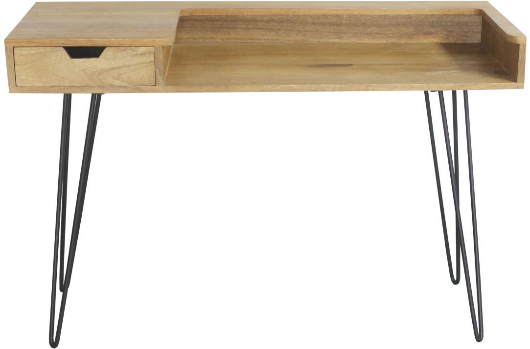Miliboo Design-Schreibtisch aus Mangoholz mit Hairpin Legs Metall Schwarz VIBES