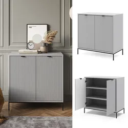 Vicco Kommode Eliza, Grau 80 x 42 cm, mit 2 Türen, Wohnzimmer, Schlafzimmer