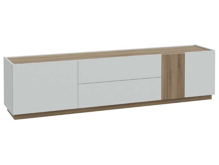 FORTE Lowboard Lowboard LEWISVILLE TV Kommode Optik Hellgrau / Valencia Oak