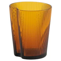 Zafferano 6er-Set Trinkgläser aus bernsteinfarbenem, mundgeblasenem Glas, stapelbares Design mit vertikaler Rillenstruktur, ideal für den täglichen Gebrauch