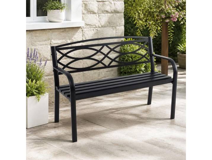 Banc extérieur - PAGE LIVING - Lattes lourdes 2 places - Métal - 107 cm - Charge 300 kg