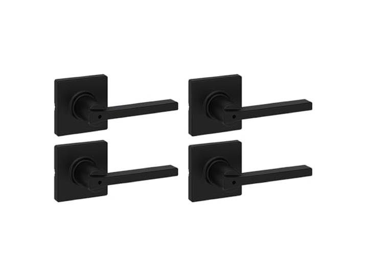 Kwikset Casey Bett-/Badewannen-Hebel, quadratisch, Mattschwarz, 4 Stück