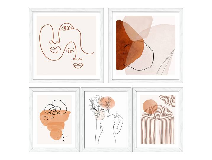 Image en bois Lignes et formes A 5 Verre flotté, MDF Blanc/Orange/Rouge 54 x 54 x 1cm
