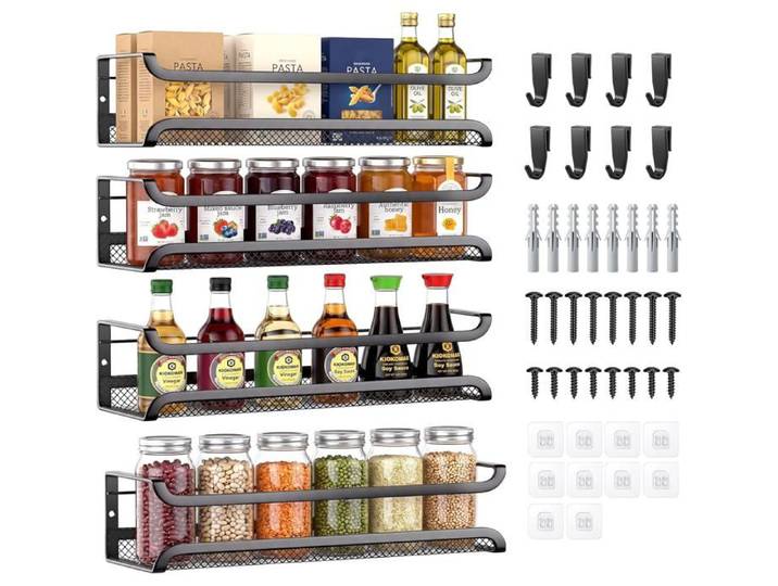 Kitchen Spice Storage Rack Wall Mounted Metal