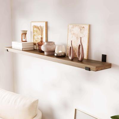 "Wallniture Forte 60"" x 7.25"" Wooden Book Shelves, Long Shelf for Wall, Hanging Book Shelf, Shelves for Wall Storage"