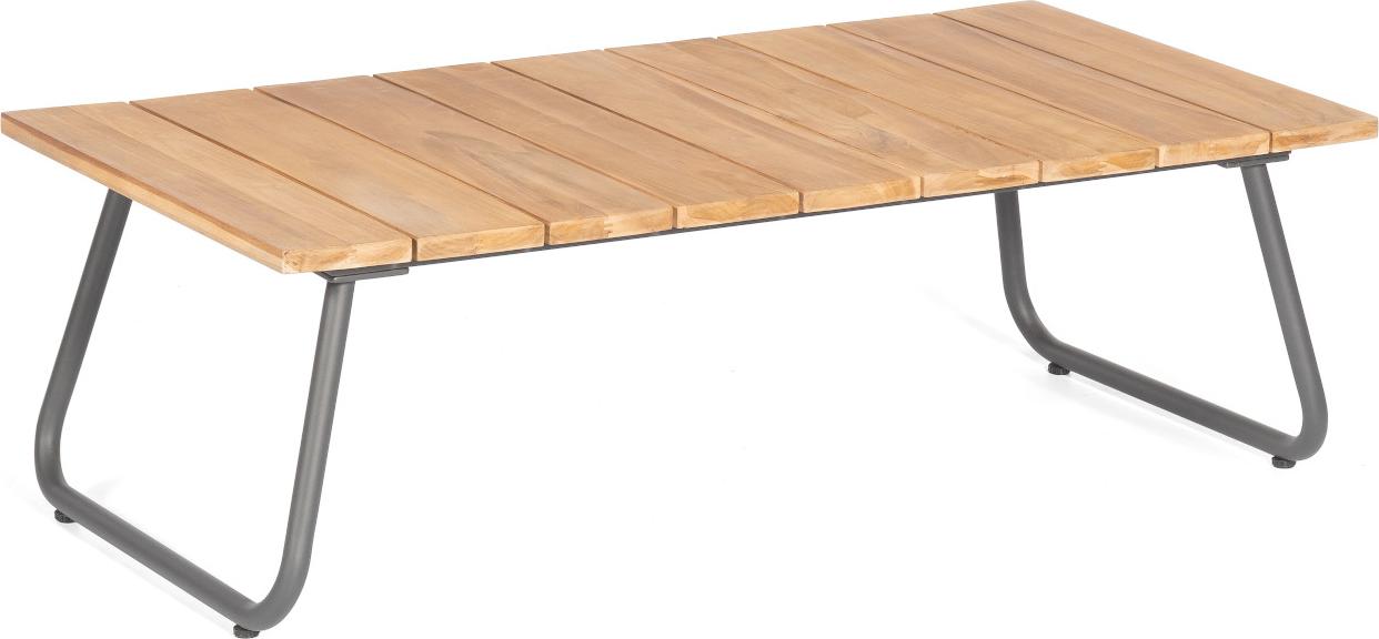 Sonnenpartner Woodland Loungetisch Gartentisch Aluminium mit Teakholz 140x70 cm