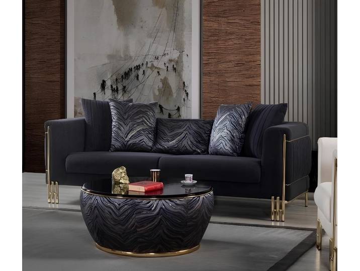 JVmoebel Sofa Luxuriöses schwarzes 3-Sitzer Stoffsofa für das Wohnzimmer, 1 Teile