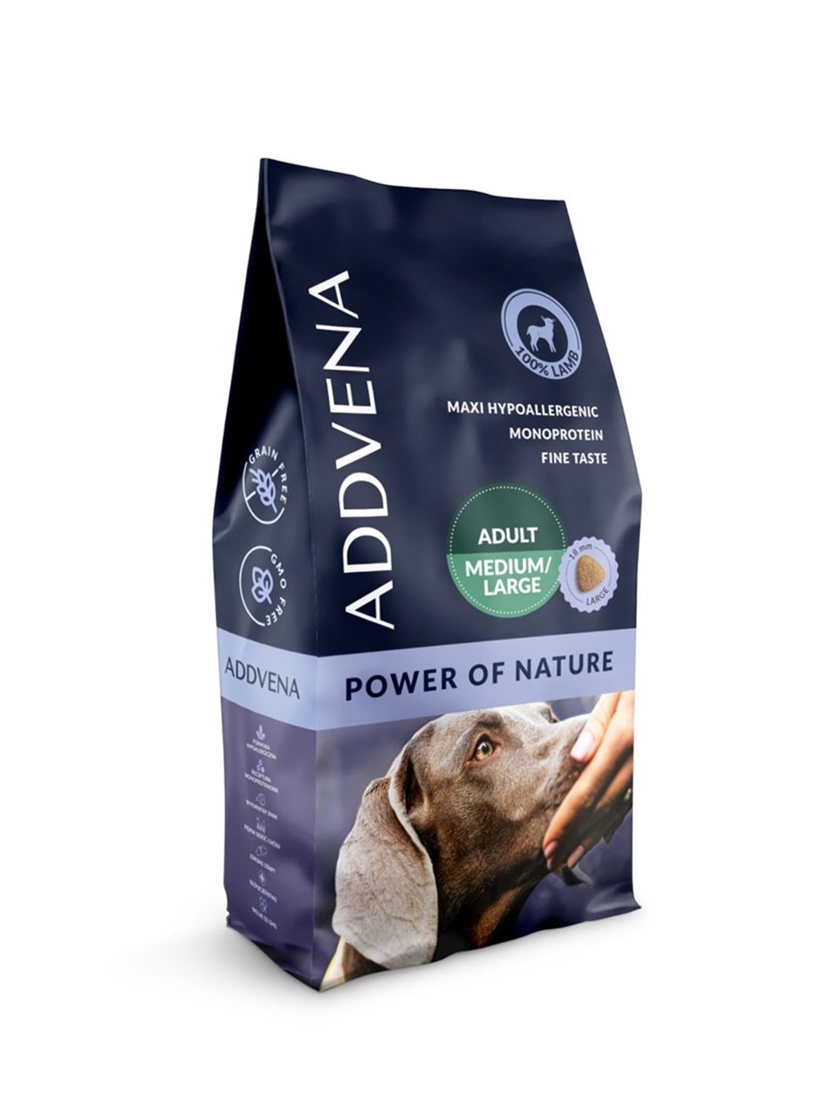 ADDVENA Power of Nature Adult Medium/Large Lamm - Trockenfutter für Hunde - 10kg