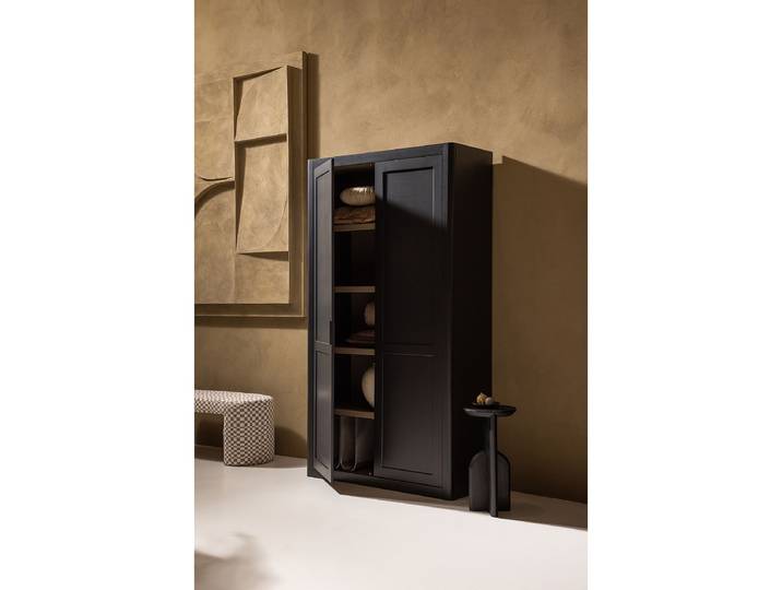 Massiver Schrank 120 x 217 x 48cm Schwarz/Schwarz