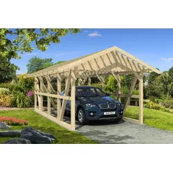 Skan Holz Schwarzwald Einzel 424x772cm Dachlattung unbehandelt inkl.Abstellraum Holzcarport