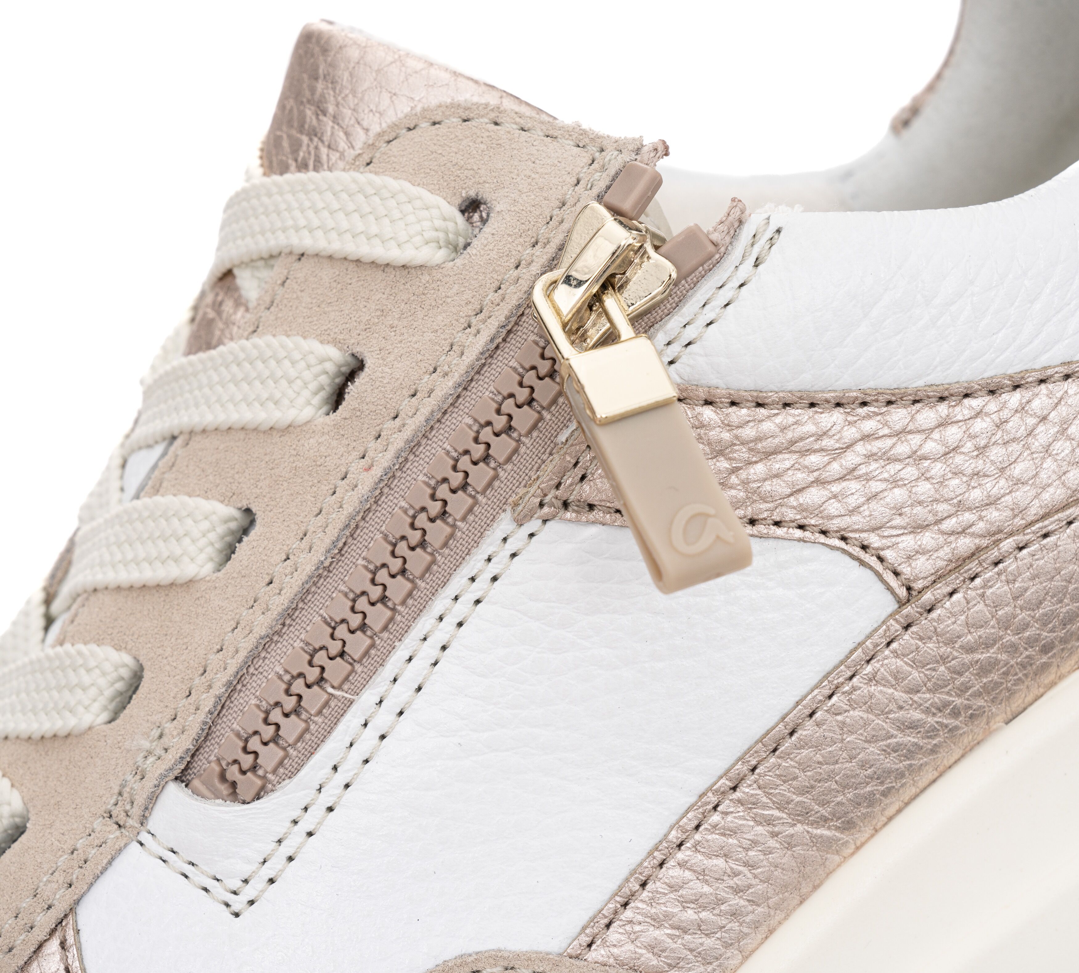 Keilsneaker ARA "GARDA", Damen, Gr. 5 (38), atmungsaktiv, beige (hellbeige, weiß), Glattleder, Veloursleder, kontrastfarbene Details, Schuhe Keilsneaker, Plateausneaker, Keilsneaker mit Wechselfussbett in H-Weite hellbeige, weiß 5 (38), atmungsaktiv