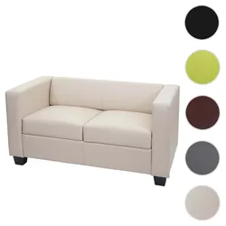 2er Sofa Couch Loungesofa Lille ~ Kunstleder, creme