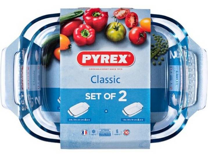 Set met ovenschalen Pyrex Classic Transparant Borosilicaatglas (2 pcs)