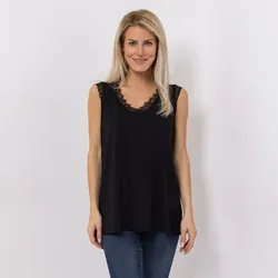 DINE 'N' DANCE Top V-Ausschnitt mit Spitze leger