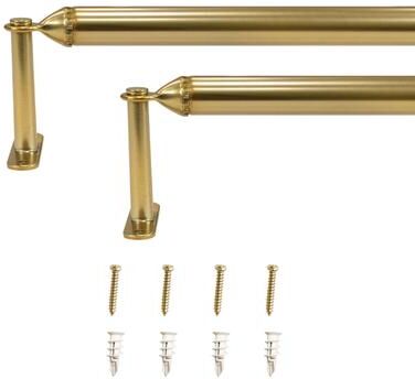 Lumi Home Furnishings "7/8"" dia. Decorative Screw Curtain Rod Brass 2-Pack"