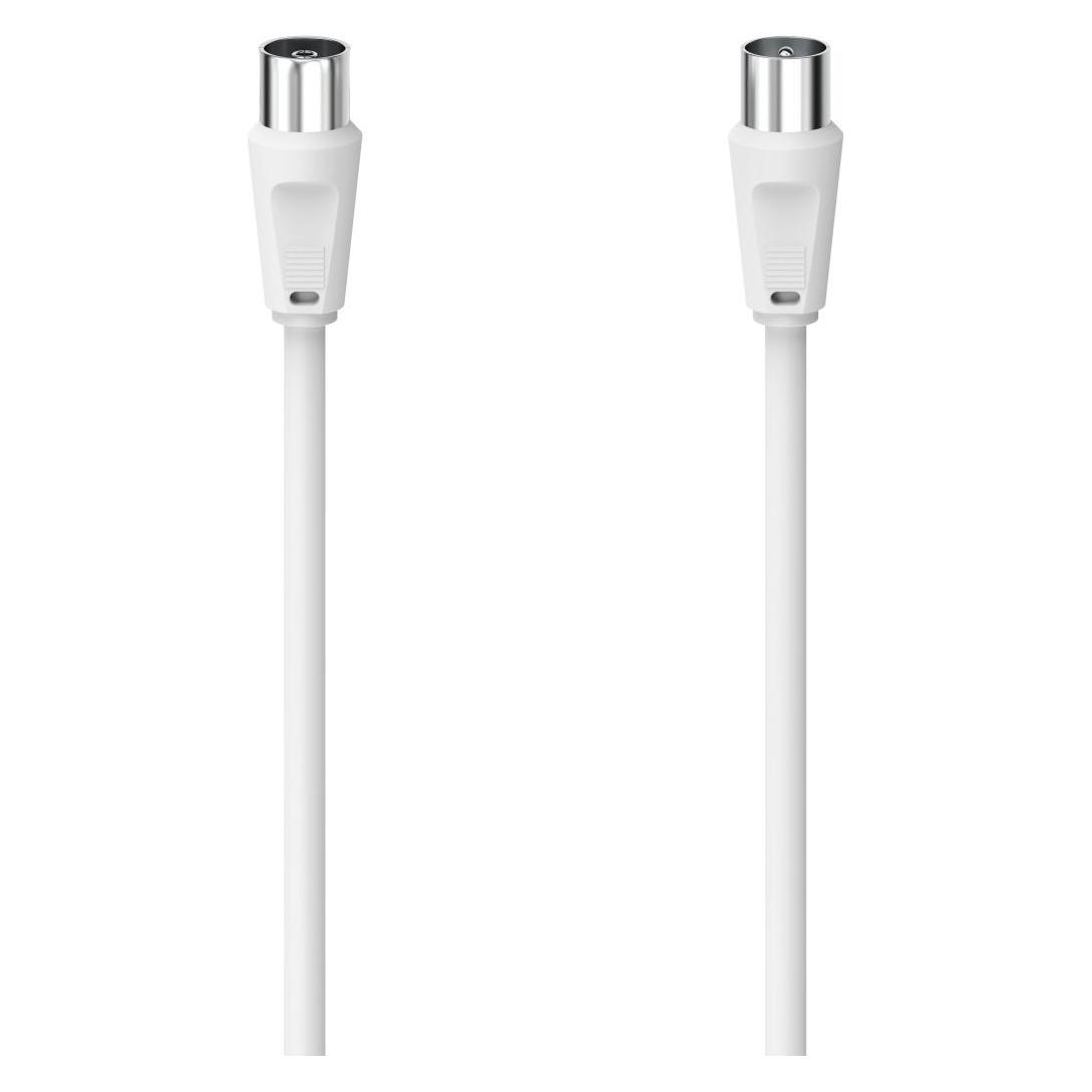 Hama Antennen-Kabel, Koax-Stecker - Koax-Kupplung, 5 m, 75 dB, Weiss (75 dB, Antennenkabel) (00305044)