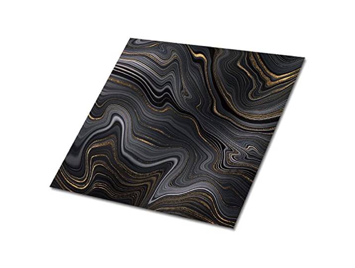 Decormat Selbstklebende Vinylfliesen Dekoartikel Aufkleber Satz von 9 Fliesen - 30x30 cm Schwarz Bodenbeläge PVC Wandfliesen für die Küche Fliesenaufkleber - Dunkle Abstraktion