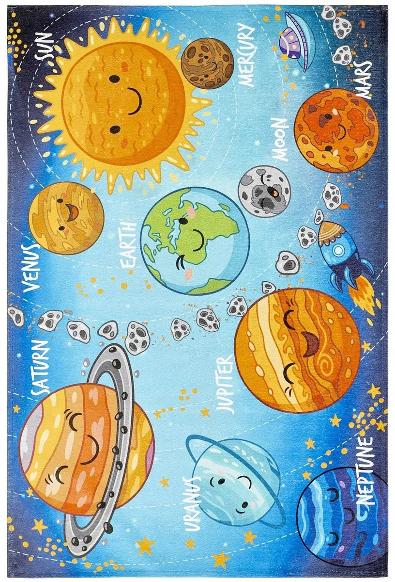 Dutch XXL Kindervloerkleed Sympathy Planeten Multikleur 160 x 230 cm