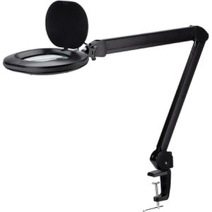 Lumeno Lupenleuchte 8613, 150 x 110 mm Glaslinse, dimmbar, LED, 1,75x Vergrößerung (3 Dioptrien), schwarz, mit Tischklemme