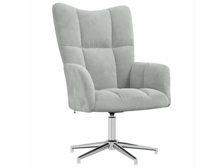Bussandri Exclusive - Relaxstoel fluweel lichtgrijs