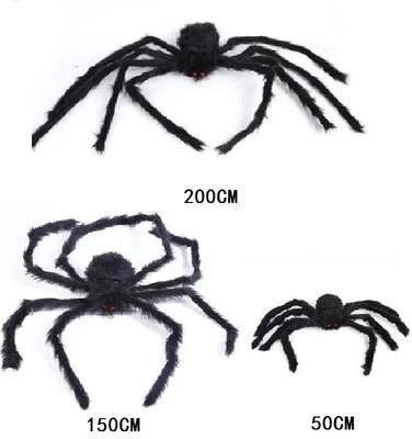 Uplifted Finds Giant Halloween Black Plush Spider & Web Set Outdoor Yard Prop 3pcs Spider d