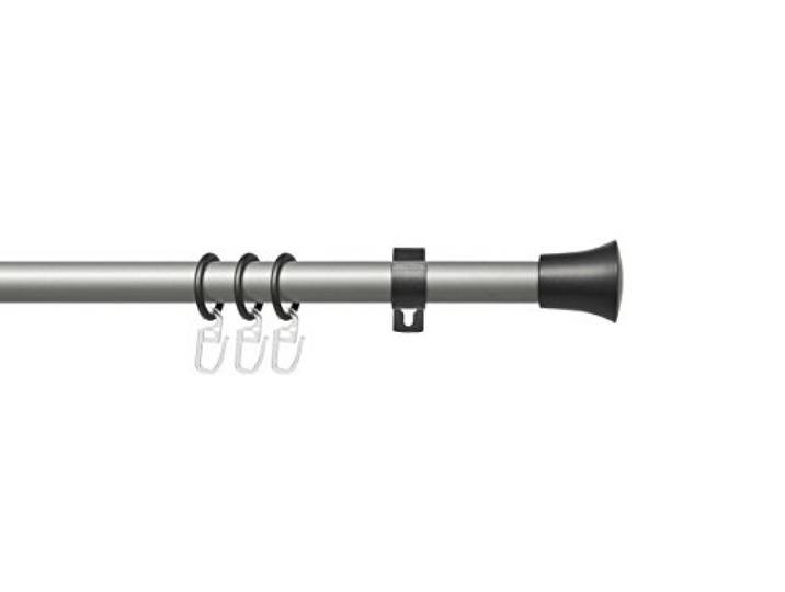 Liedeco Gardinenstange Vorhangstange Stilgarnitur Komplettgarnitur Scan Silber-anthrazit 20 mm Ø (120 cm / 1-läufig)