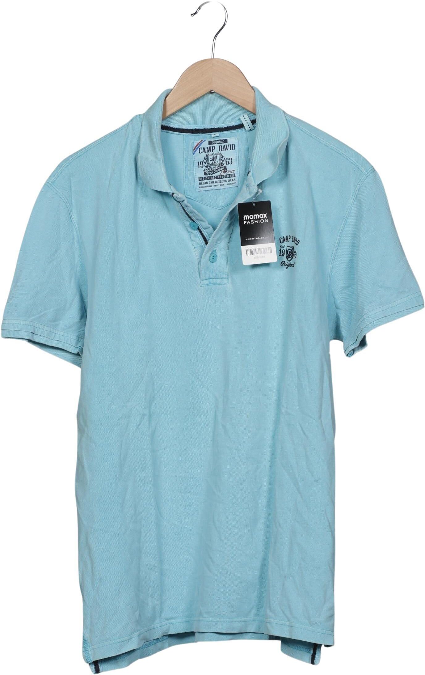 Camp David Herren Poloshirt, Hellblau, Gr. L, Baumwolle - Second Hand